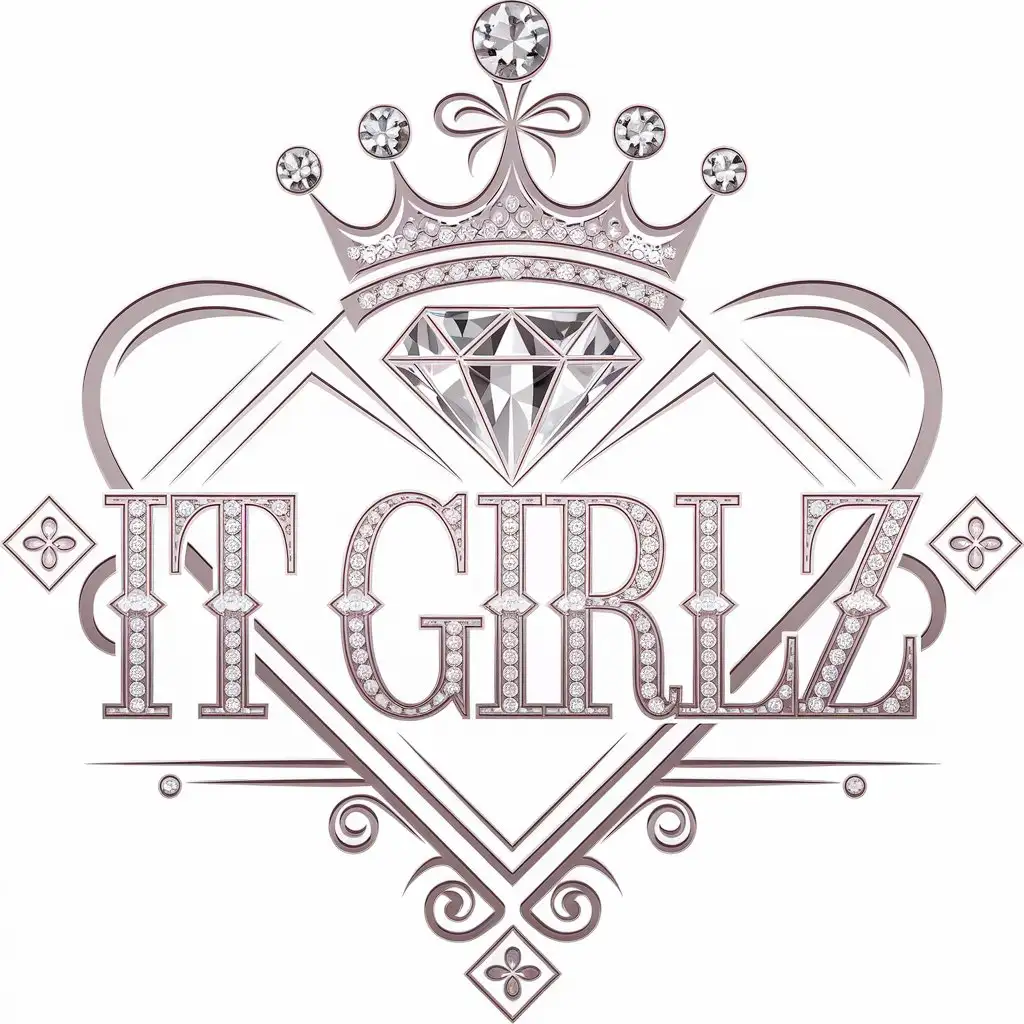 LOGO Design for It Girlz Diamond Crown Symbol with Fancy Font for Retail Industry