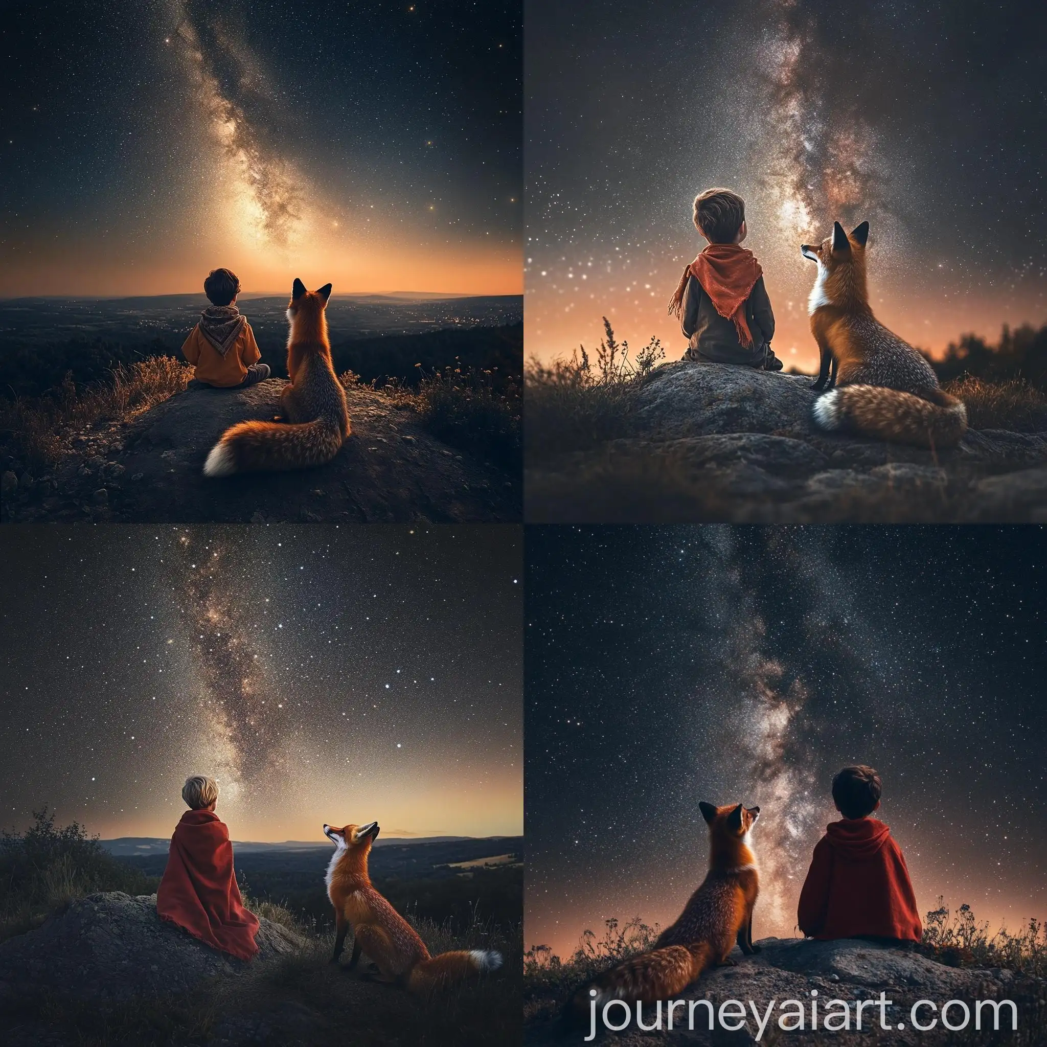 Twilight-Encounter-Little-Prince-and-Fox-on-Hilltop