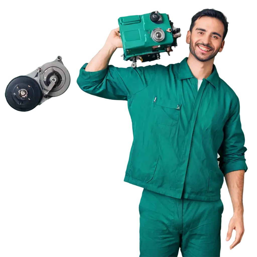 Car-Mechanic-PNG-Image-Smiling-Professional-Holding-Equipment-in-Green-Uniform-for-HighQuality-Visuals