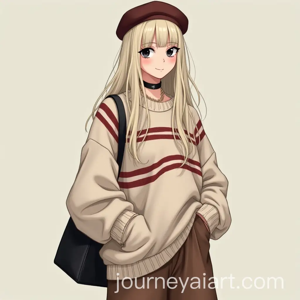 Stylish-Girl-in-Oversized-SweAI-Art-Prompt-Expansionater-with-Platinum-Blonde-Hair-and-Brown-Beret