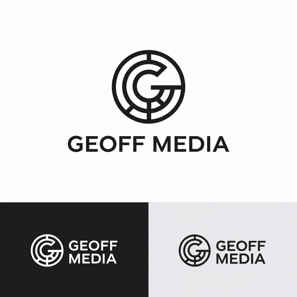 LOGO Design for Geoff Media Minimalist Icon with Elegant Text for a Modern Media Company