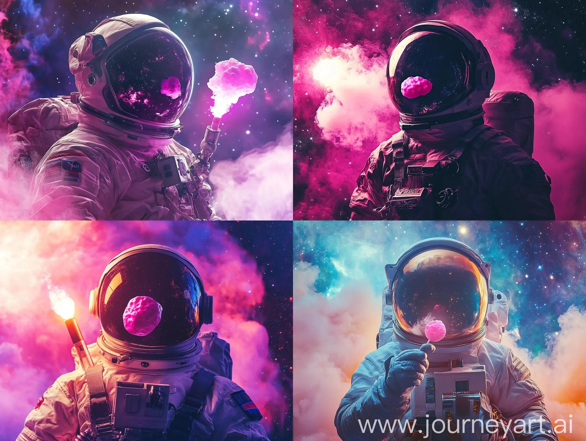 Astronaut-Chewing-Pink-Gum-with-Flare-in-Cosmic-Space