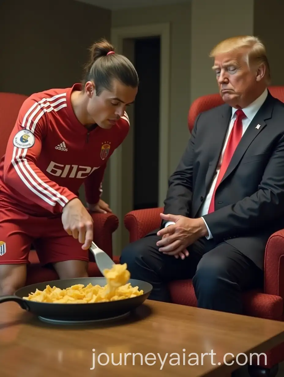 Cristiano-Ronaldo-Cooking-Chips-with-The-Rock-and-Donald-Trump-Sitting-on-Chairs