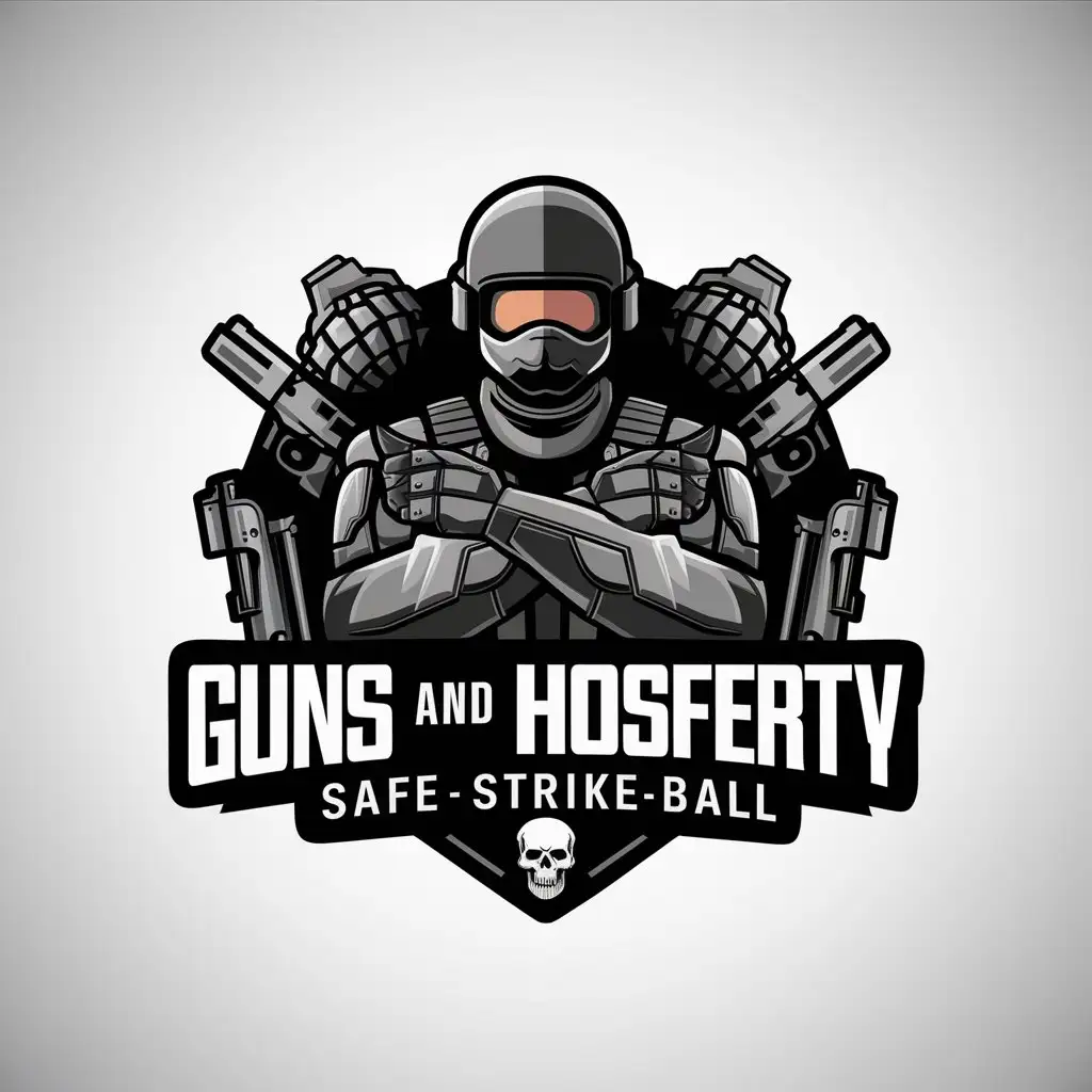 LOGO-Design-for-Guns-and-Hosferty-Safe-Strikeball-Automat-and-Military-Theme-with-Weapons-and-Skulls