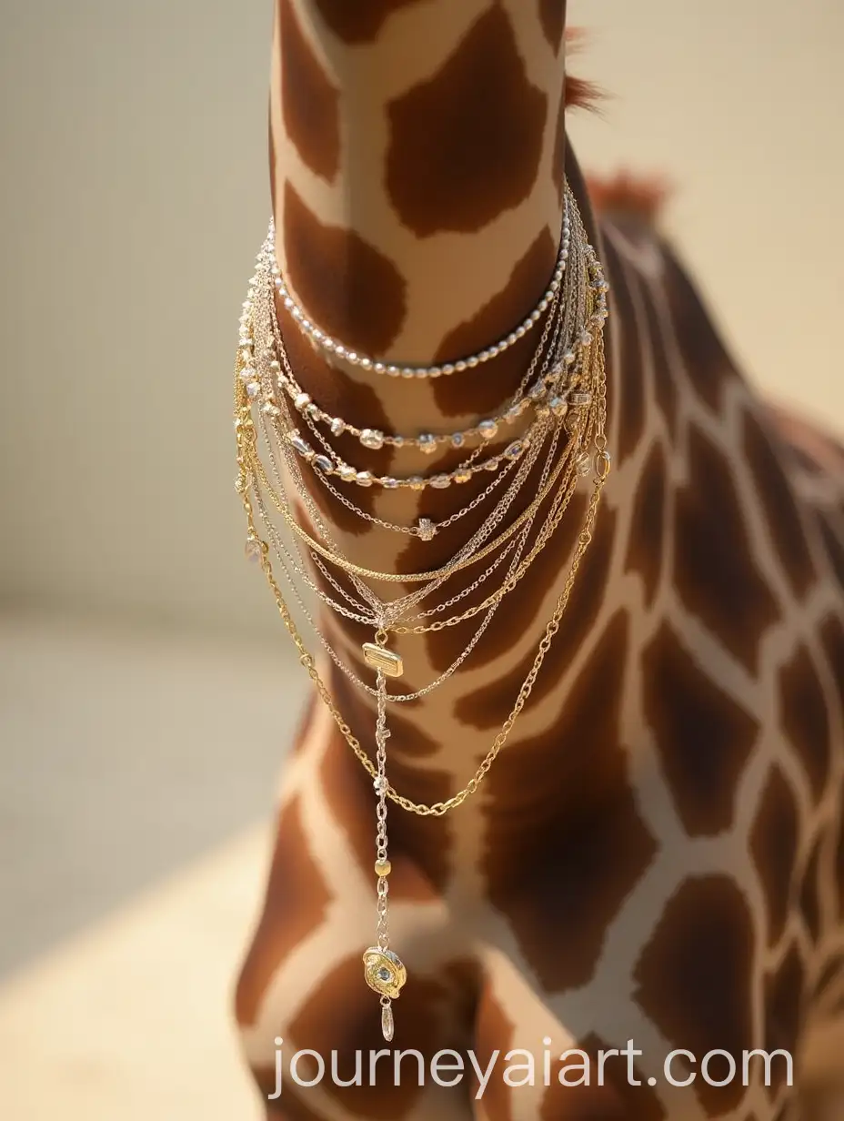 Elegant-Necklaces-Adorning-a-Giraffes-Neck-in-Natural-Outdoor-Setting