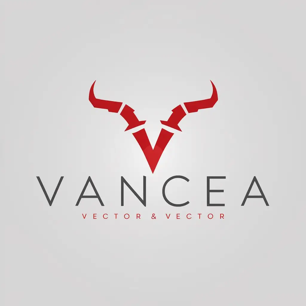 LOGO Design for Vancea Minimalistic V with Horns Dark Red Scary Horror Theme