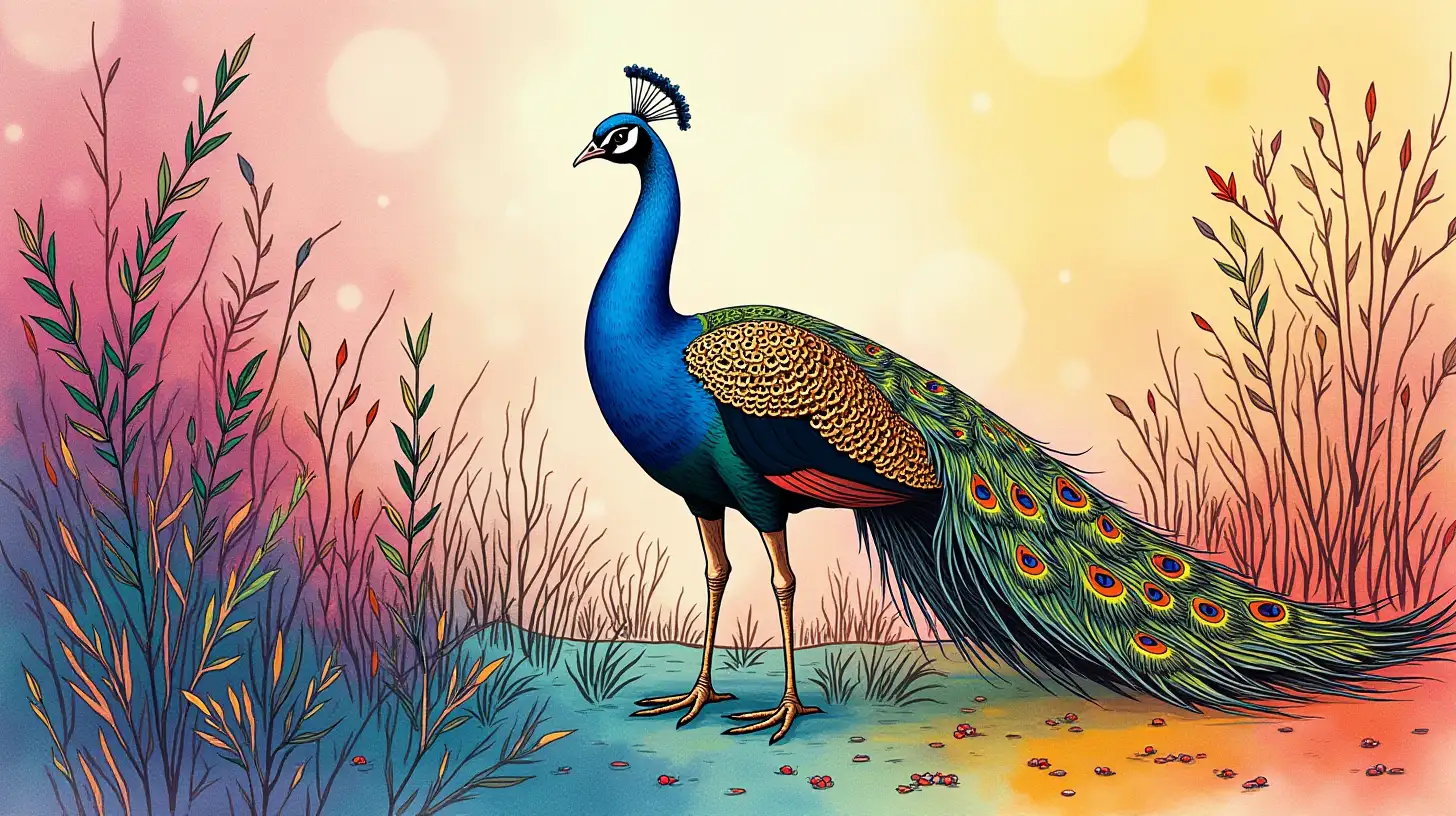 Surreal Sri Lankan Peacock in Dali Style with Natural Colors