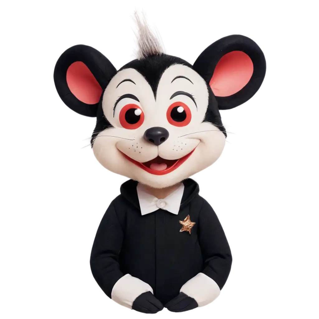 CheerfulPNG-Image-Usage-Scenarios-Cartoon-Mouse-Mask-PNG-with-Glossy-Black-and-White-Finish-Expressive-Eyes-and-Red-Cheeks