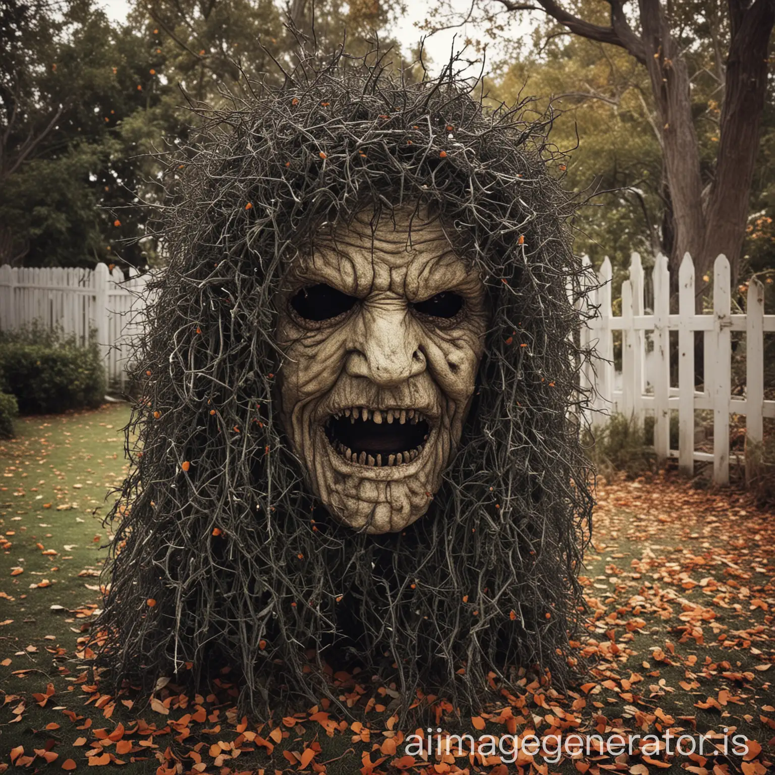 Spooky-Halloween-Bush-with-Eerie-Shadows-and-Haunting-Atmosphere