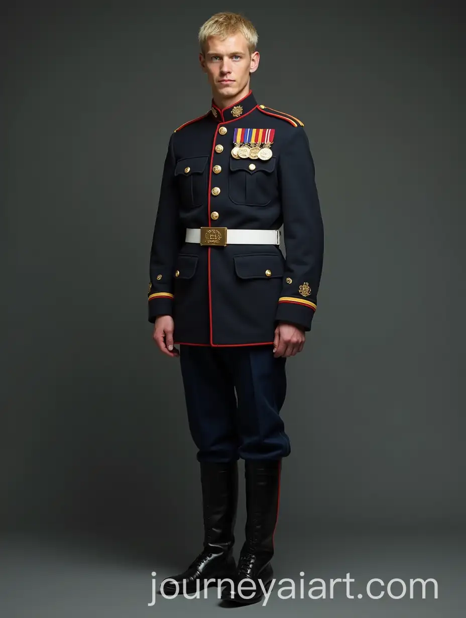 Danish-Royal-Guard-Uniformed-Male-with-Blonde-Hair-and-Blue-Eyes