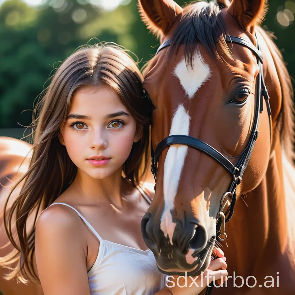 Girl-with-Brown-Eyes-and-Brown-Hair-with-Horse