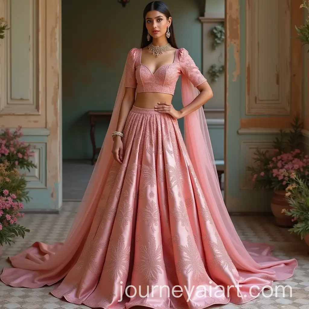 Exquisite-TwoPiece-Lehenga-Set-with-Lotus-BlossomInspired-Blouse