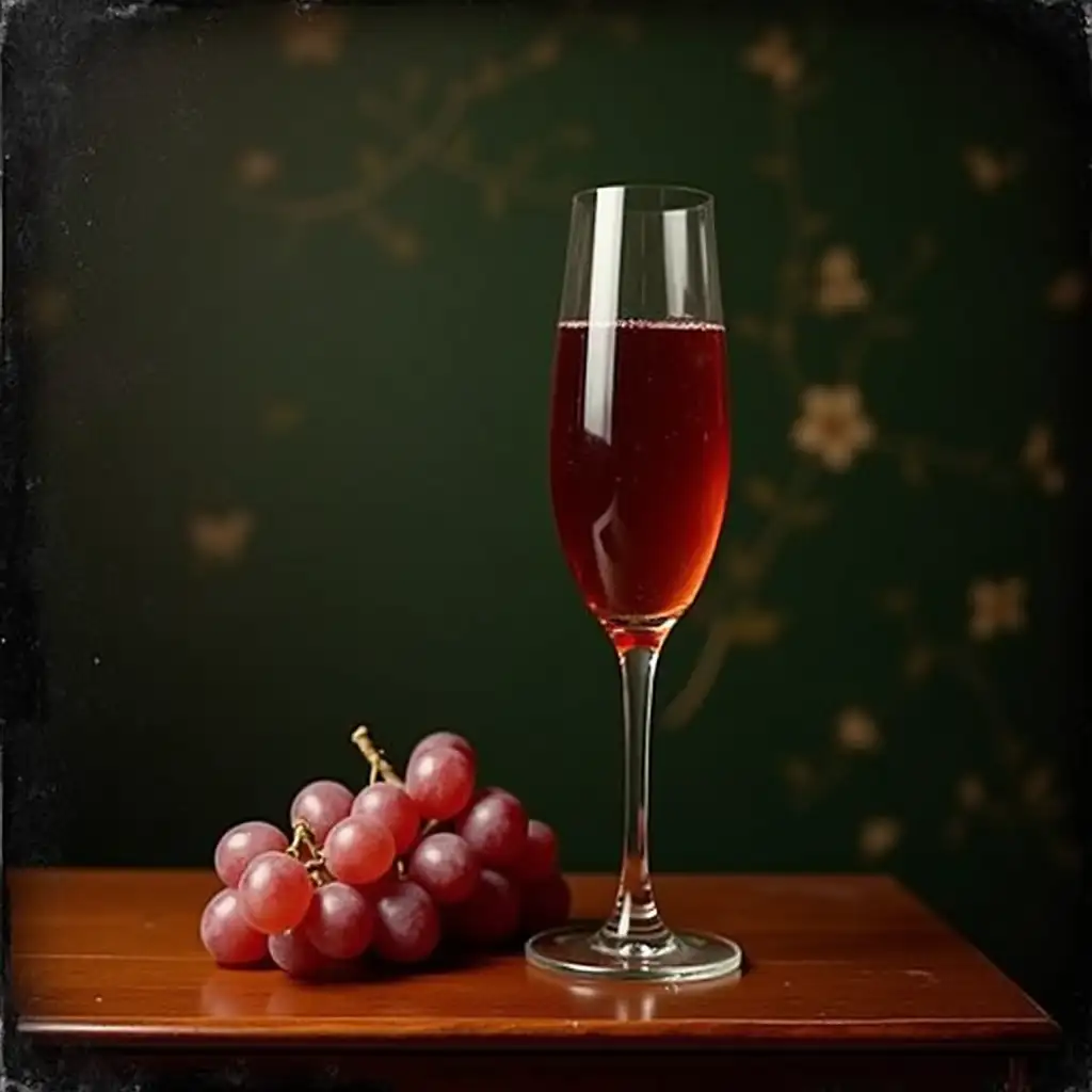 1840s-Daguerreotype-StillLife-of-Red-Champagne-and-Grapes-on-Cherry-Wood-Table