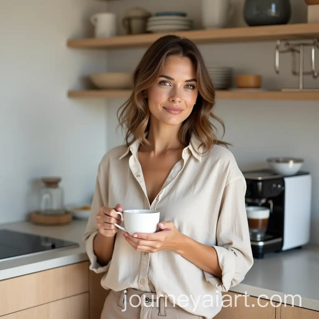 Stylish-Woman-Enjoying-Coffee-in-a-Minimalist-Scandinavian-Kitchen