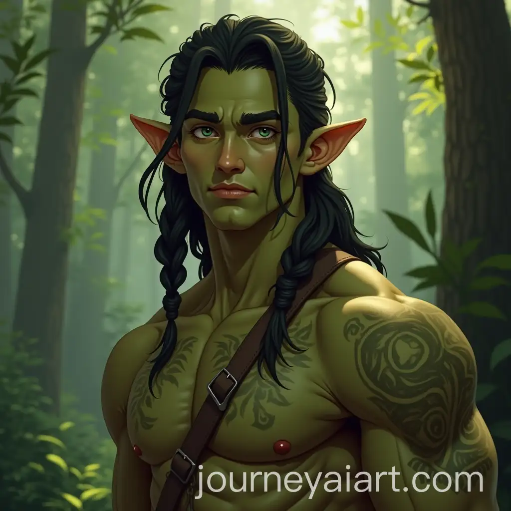 Handsome-Tribal-Warrior-with-Olive-Green-Skin-in-a-Forest-Setting