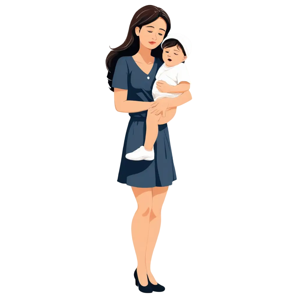 Cartoon-Mother-CarryPNG-Image-Use-Casesing-Crying-Baby-PNG-Image-for-Emotional-Family-Illustrations