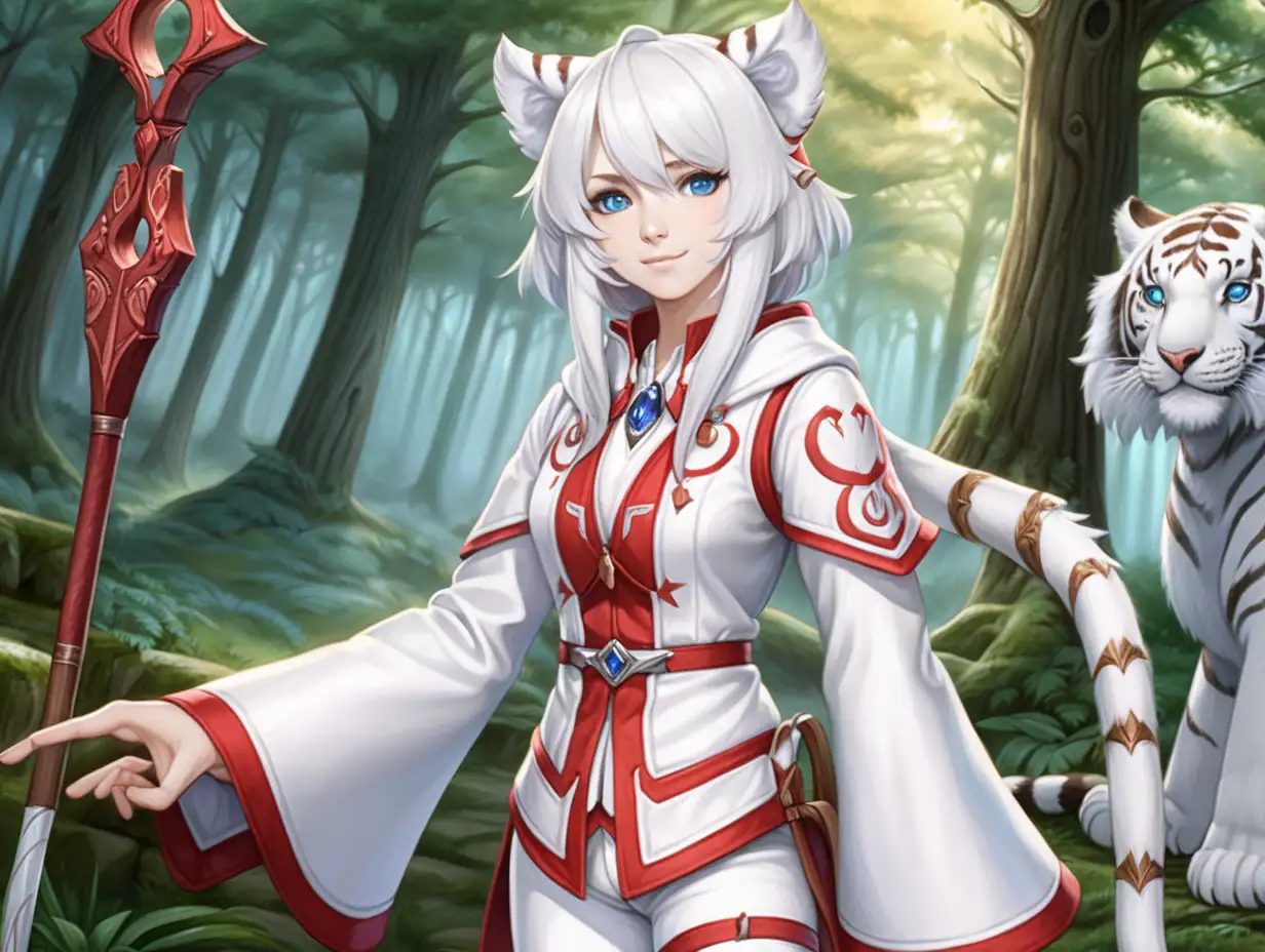 White-Mage-Woman-with-Tiger-Ears-in-Forest