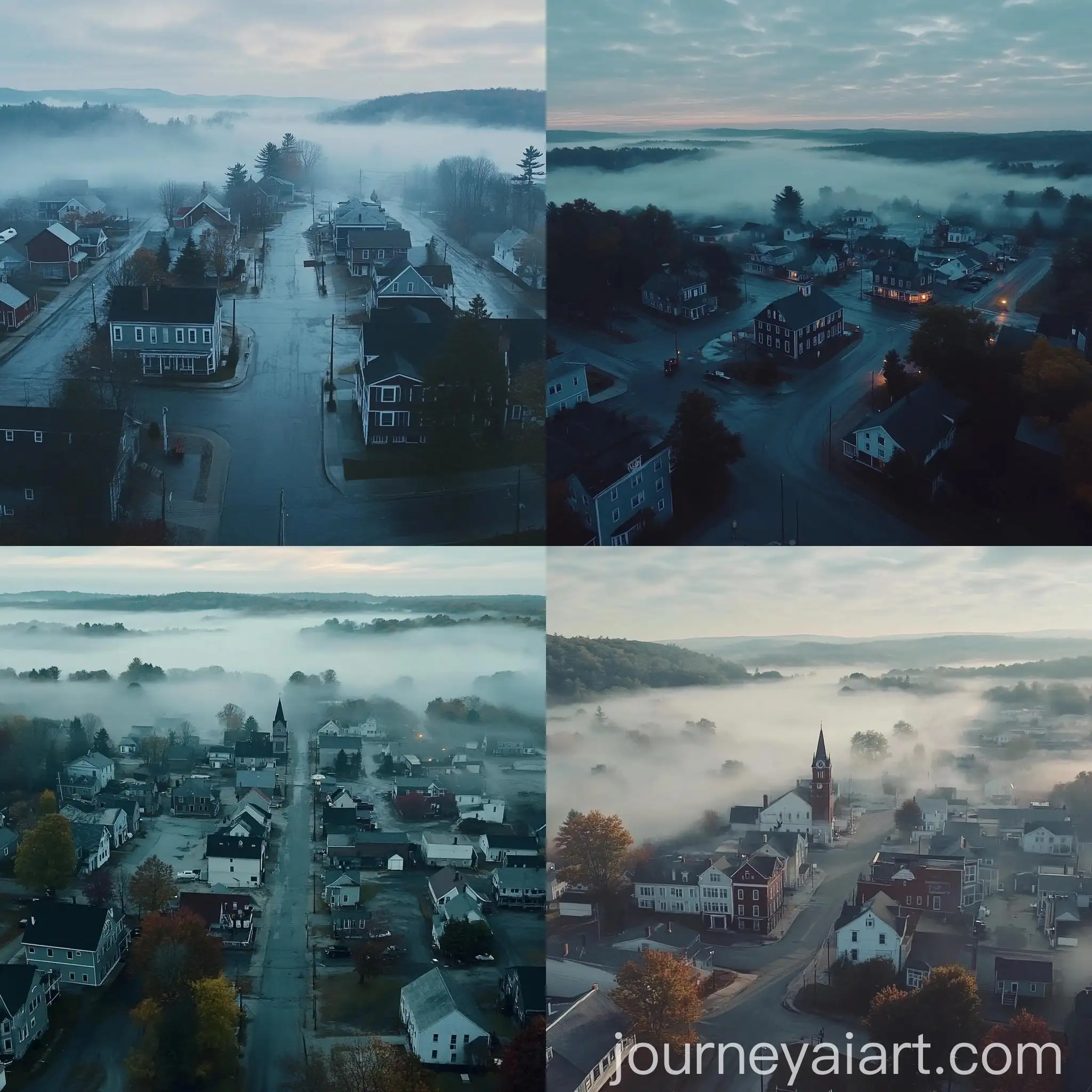 Eerie-Morning-in-FogCovered-Derry-Maine-Town-Square