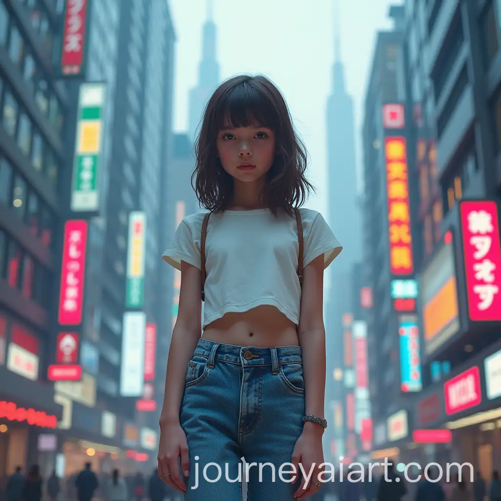 Young-Girl-in-a-Robotic-Future-City-with-Vibrant-Lights
