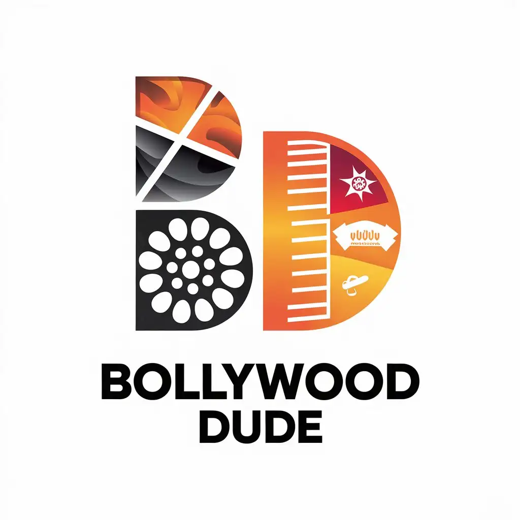 LOGO Design for Bollywood Dude Minimalistic Style with Bollywood South Hollywood Movie Clips Theme