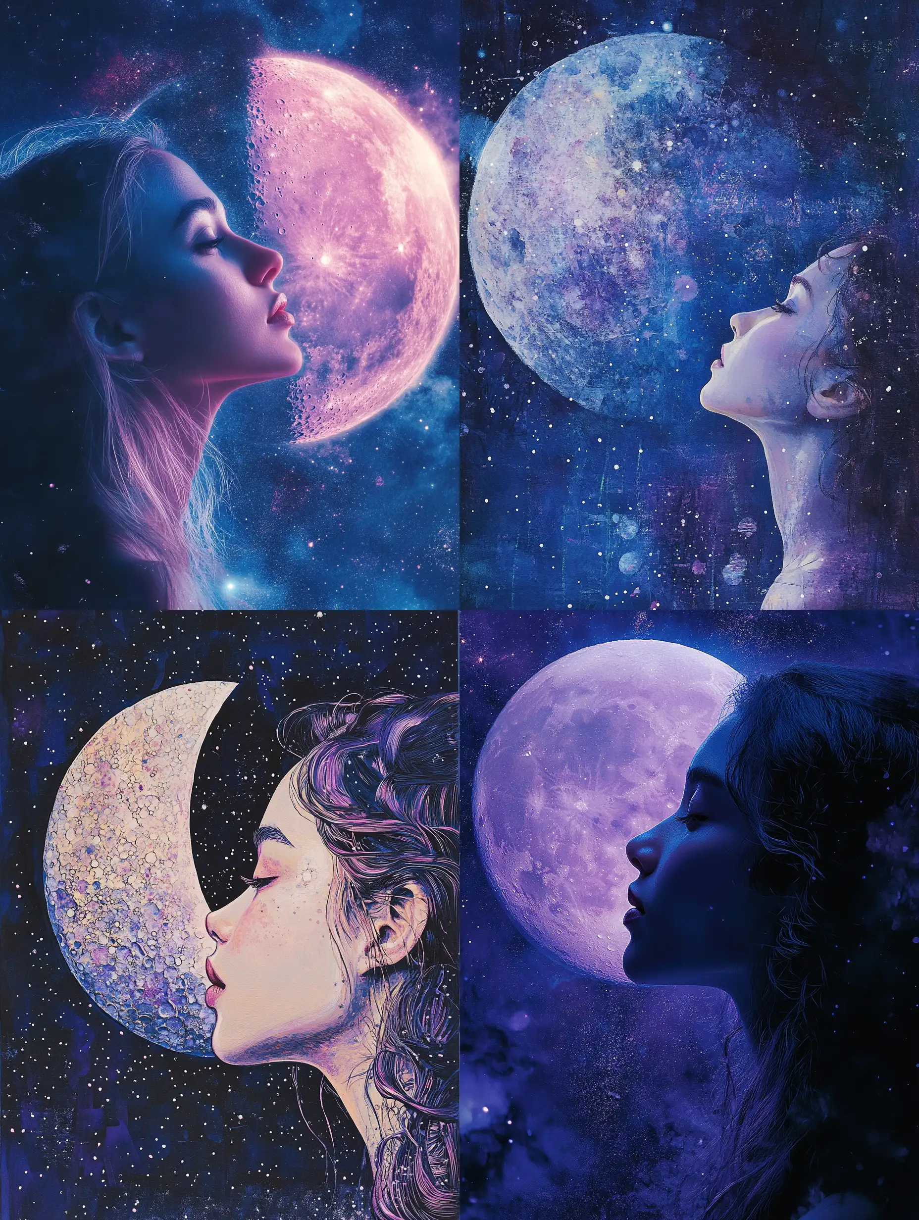 Young-Woman-Gazing-at-a-Luminous-Moon-in-a-Starry-Blue-and-Violet-Space