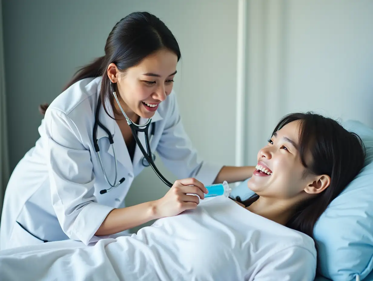 Senior-Woman-Doctor-Checking-Asian-Patient-in-Recovery-Room