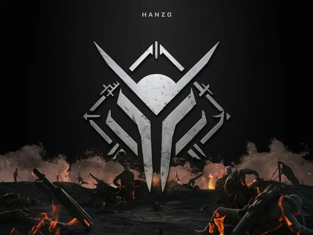 Detailed-HANZO-Logotype-on-Dark-Background-with-PUBGInspired-Elements-and-Subtle-Fire