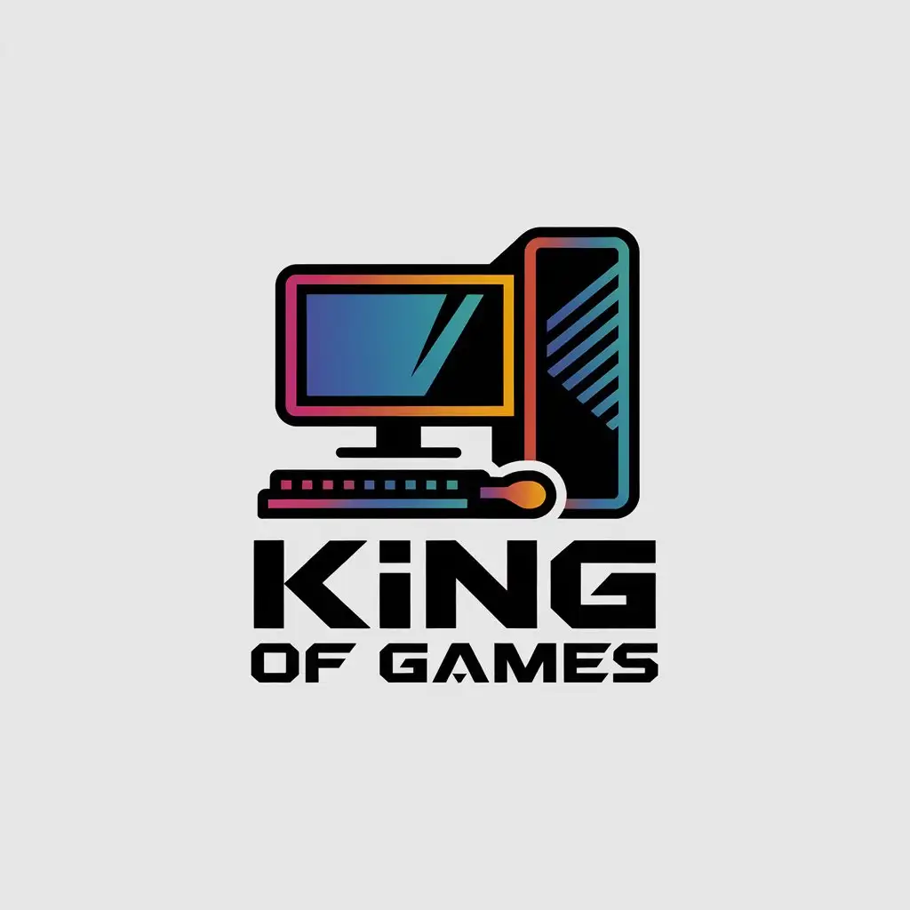 LOGO Design for King of Games Gaming PC Icon with Bold Modern Typography and Clear Background