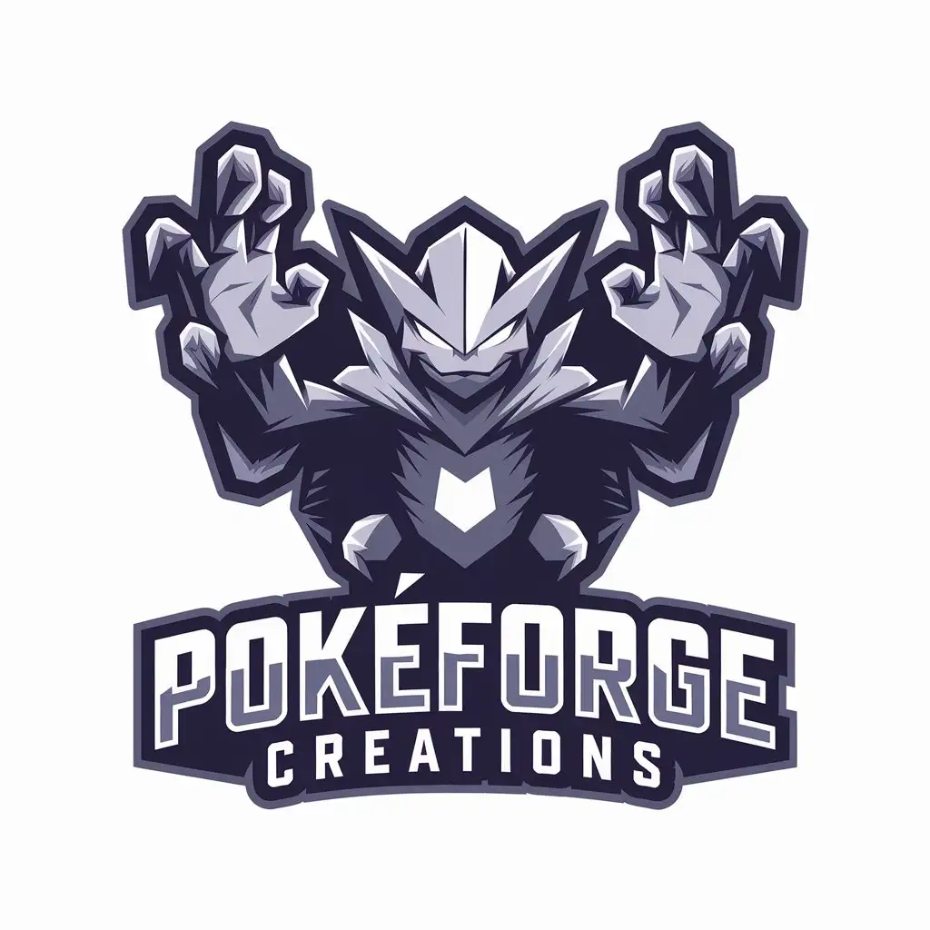 LOGO Design for Pokeforge Creations Vector Logo Featuring Psychic Pokmon on a Clear Background