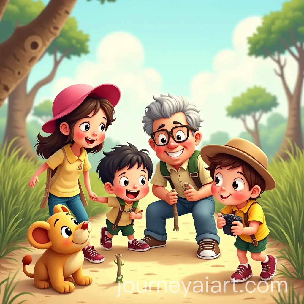 Children-and-Grandparents-Enjoying-a-Zoo-VisitAI-Image-Prompt-Expansion-with-a-Lion-Cub