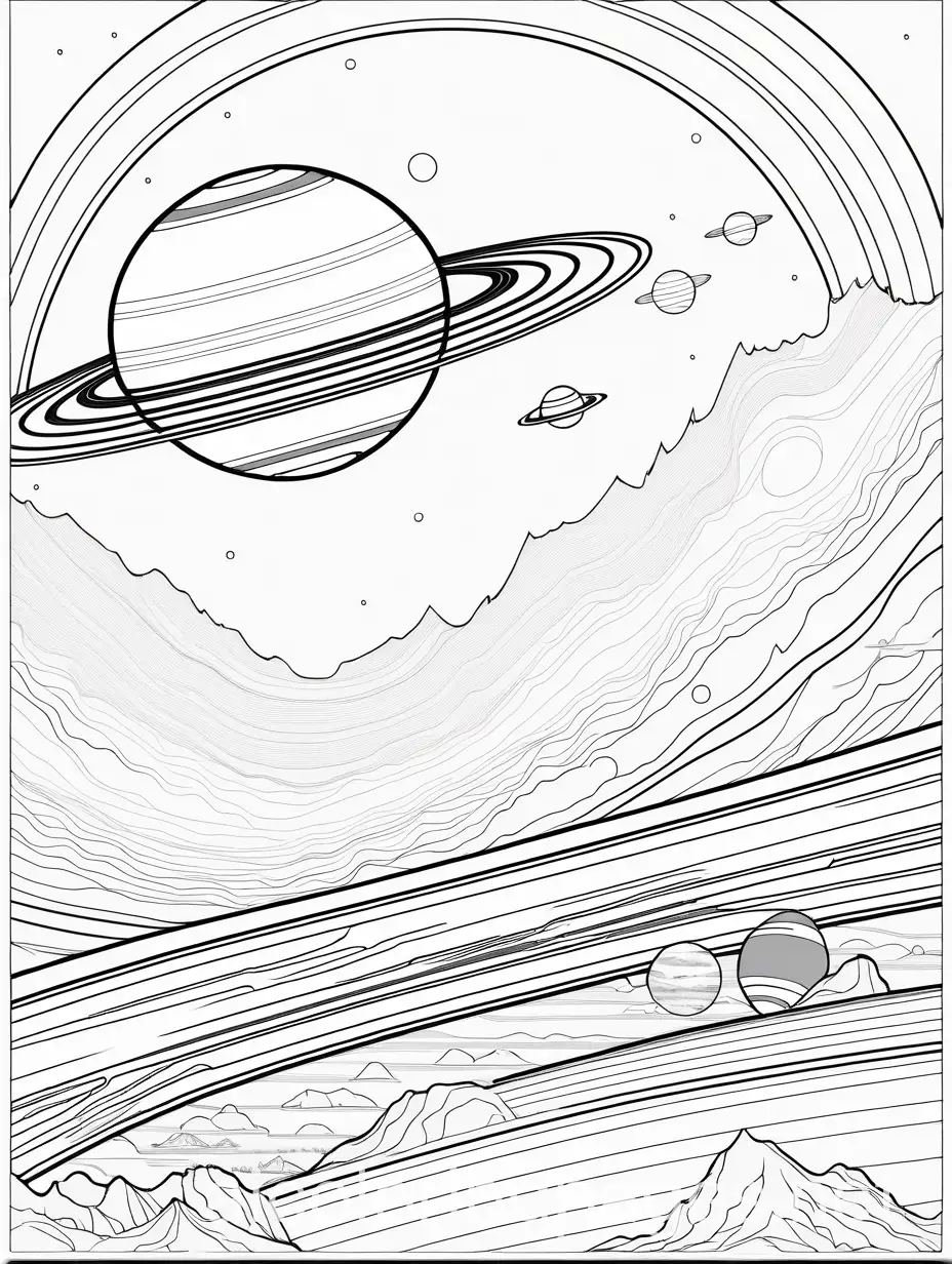 Children-Astronauts-Exploring-Saturns-Rings-Coloring-Page