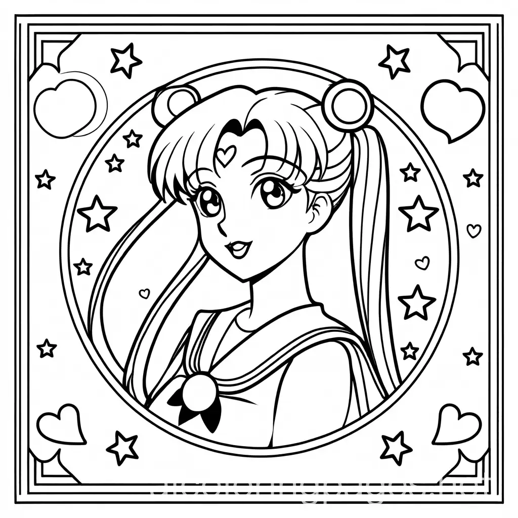 Magical-Girl-Sailor-Moon-Coloring-Page-with-Moons-Hearts-and-Stars