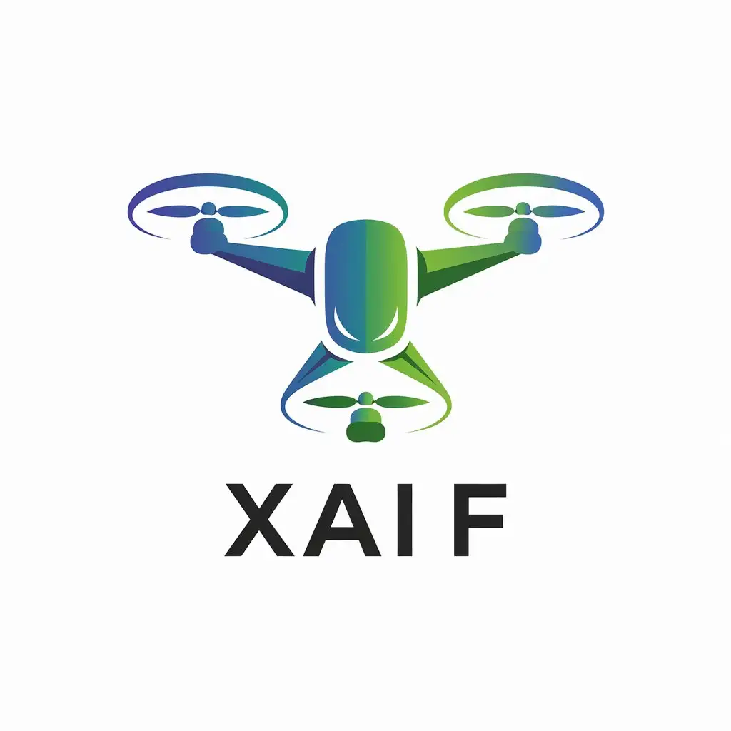 LOGO-Design-For-XAi-F-Blue-and-Green-Drone-in-Minimalistic-Style