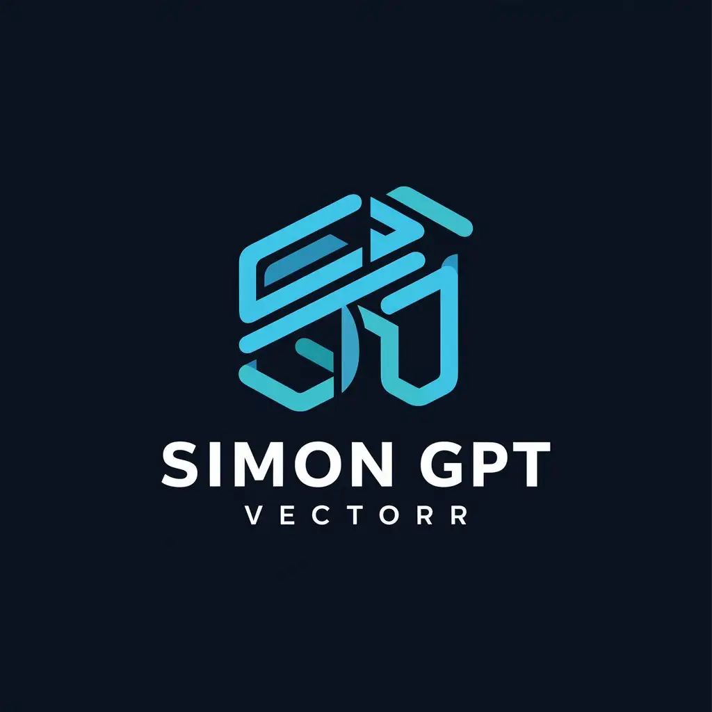 a vector logo design,with the text "Simon GPT", main symbol:Design a modern and innovative logo for an AI application named "SimonGPT." This app integrates various AI tools, including text-to-text and text-to-image generation. The logo should reflect the advanced technology and versatility of the application, featuring sleek and clean lines, a contemporary color palette, and elements that symbolize artificial intelligence and creative transformation. Consider incorporating visual elements that represent text and imagery coming together in a seamless and dynamic manner. The overall design should convey a sense of cutting-edge technology and user-friendly sophistication,Minimalistic,be used in Internet industry,clear background