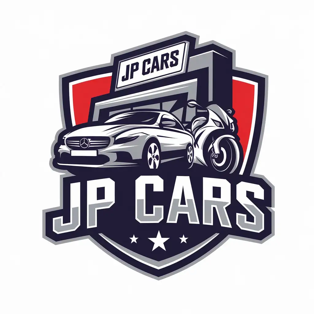 a vector logo design,with the text "JP CARS", main symbol:Create logo for a car and motorbike sales company,Moderate,be used in Retail industry,clear background