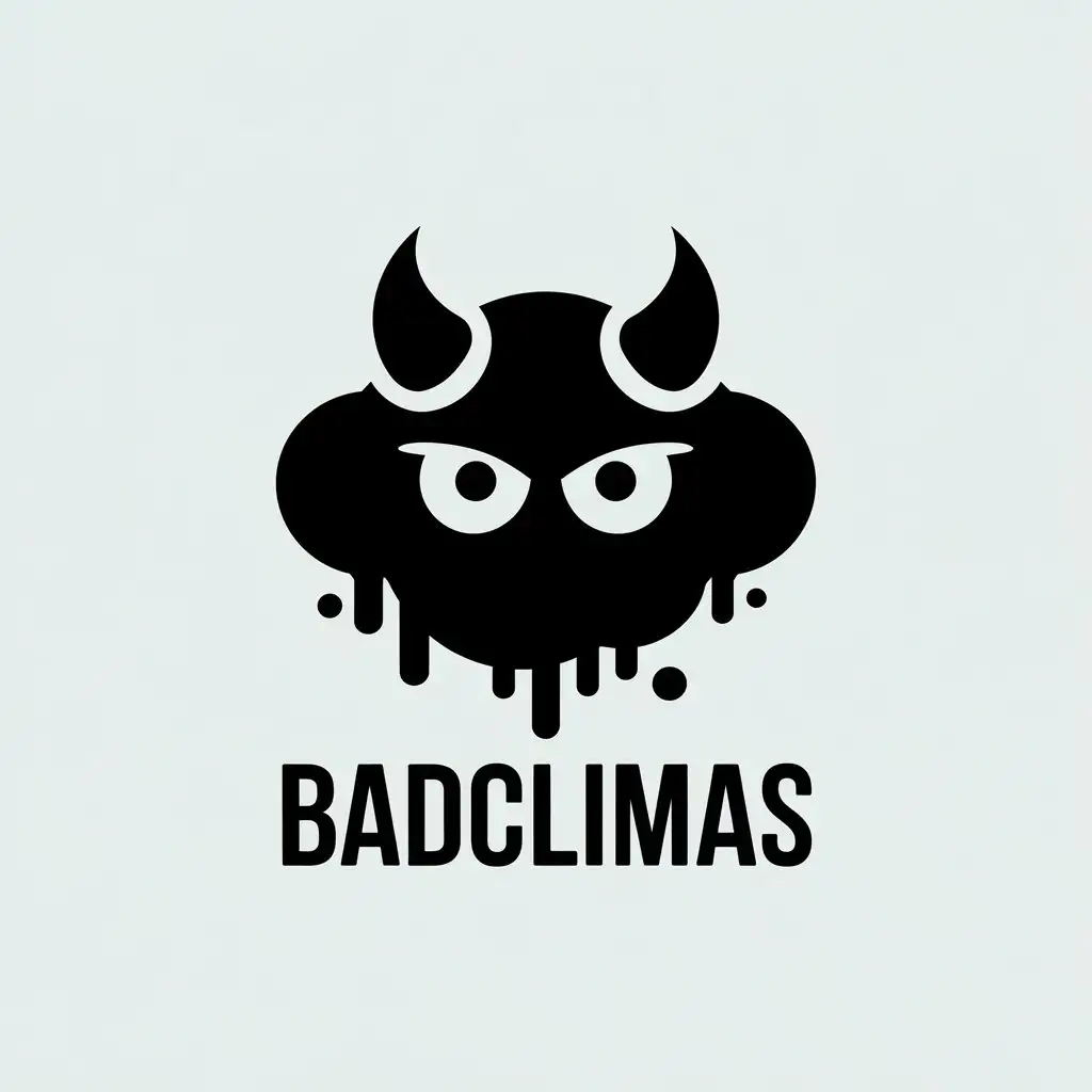 LOGO Design for BADCLIMAS Cloud with Horns and Drippy Style on Clear Background