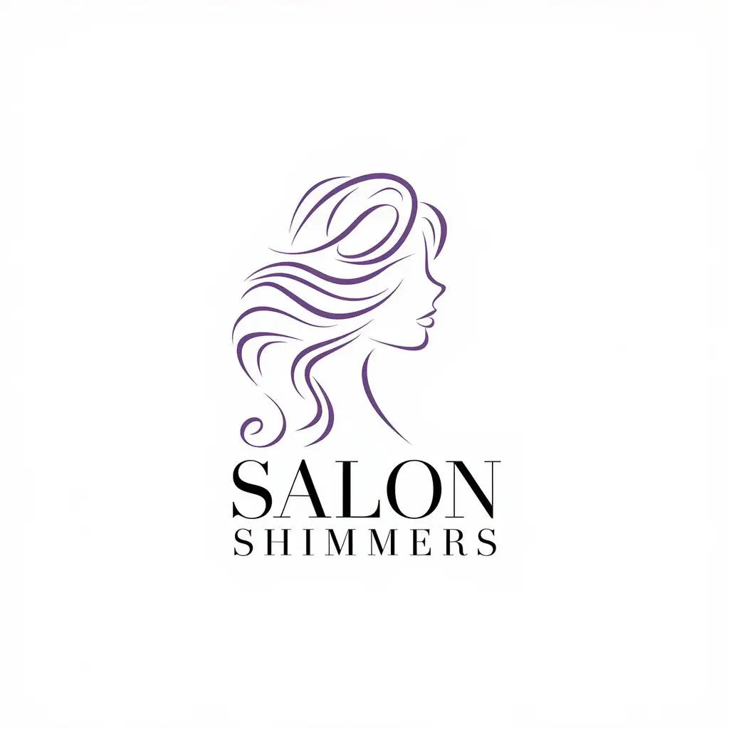 LOGO Design for Salon Shimmers Elegant Women Outline with Flowing Hair for Beauty Spa Industry