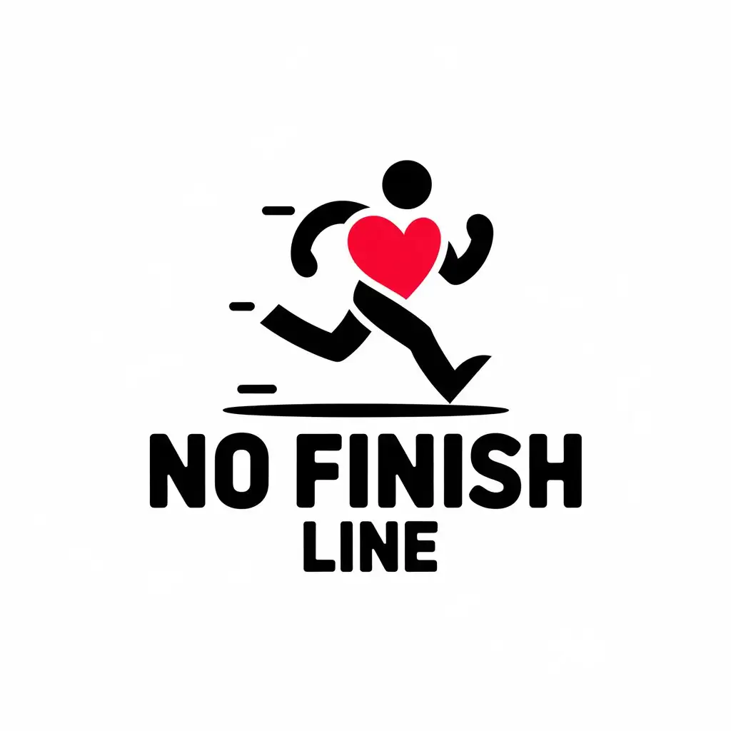 LOGO-Design-for-No-Finish-Line-Heart-Symbol-Running-for-Sports-Fitness-Industry