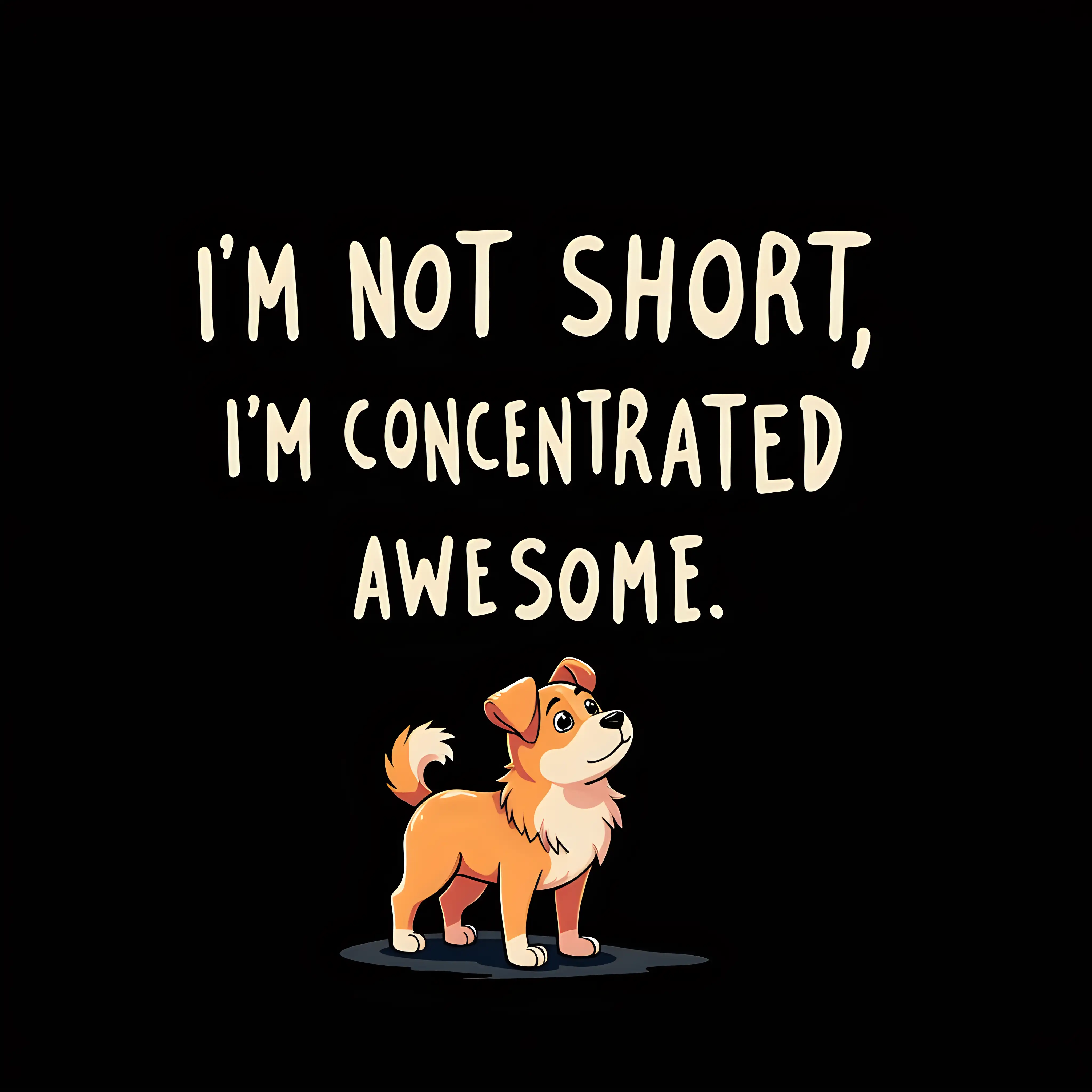 Color Cartoonish Design Im Not Short Im Concentrated Awesome with Small Dog