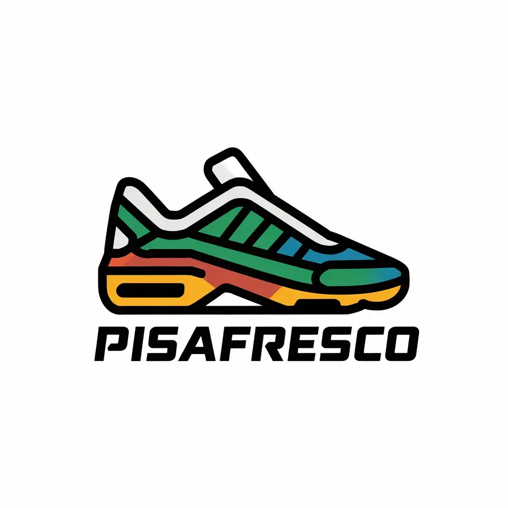 a vector logo design,with the text "PisaFresco", main symbol:un sneaker,complex,be used in Sports Fitness industry,clear background