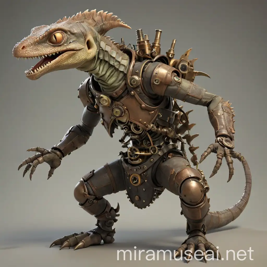 Steampunk Humanoid Lizard in 3D Model