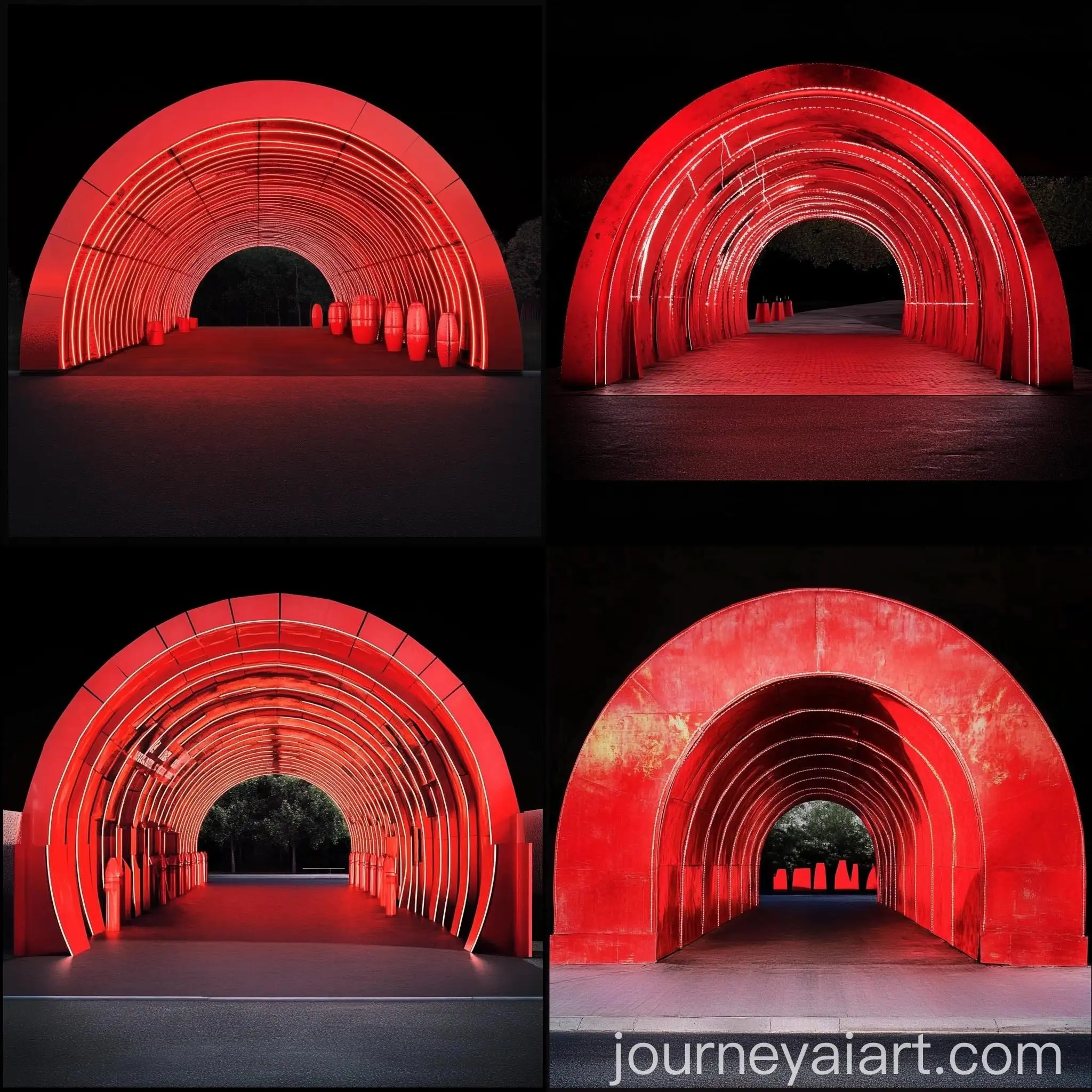 Simplistic-Red-Tunnel-Entrance-on-Black-Background
