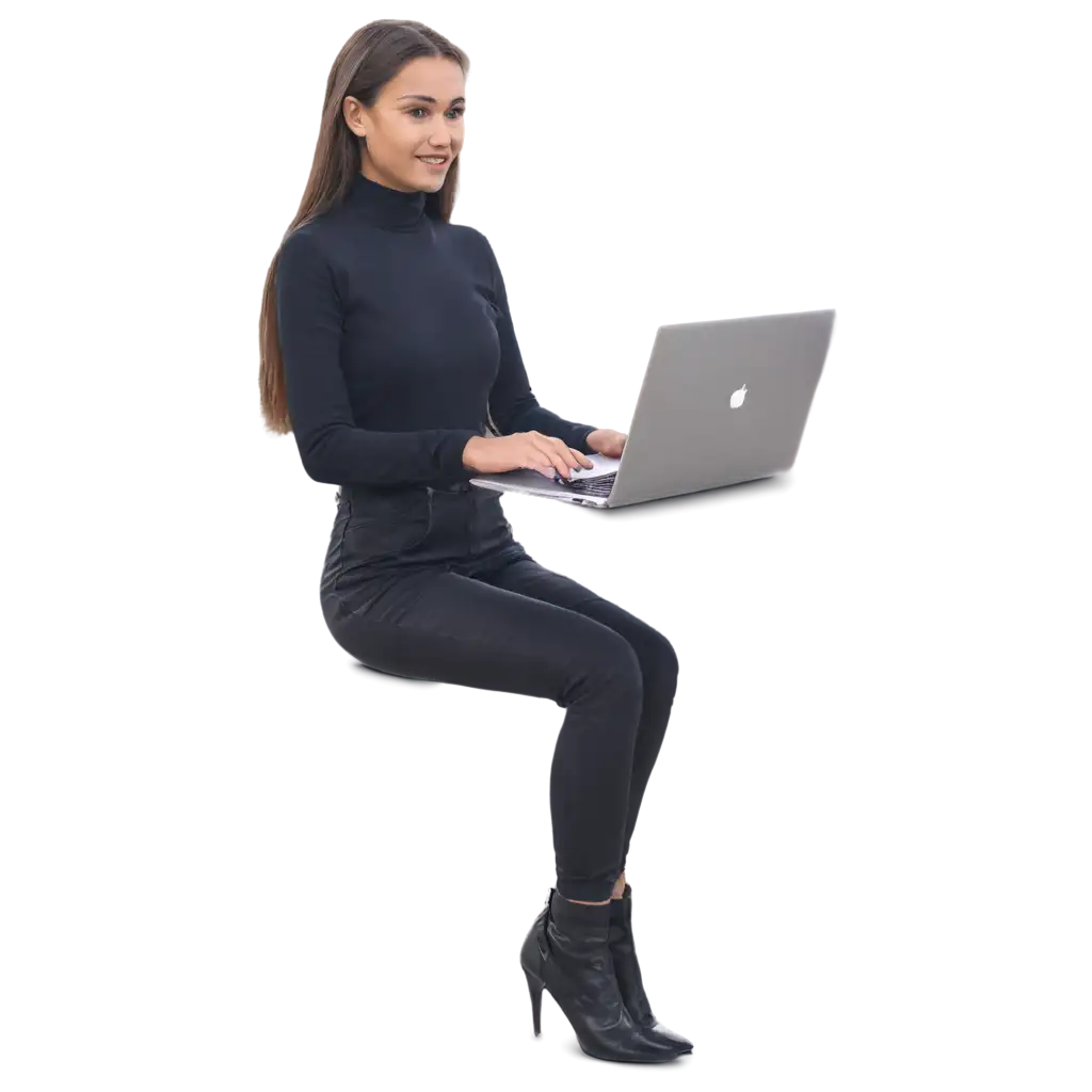 Digital-Marketing-Girl-with-Laptop-HighQuality-PNG-Image-for-Enhanced-Online-Presence