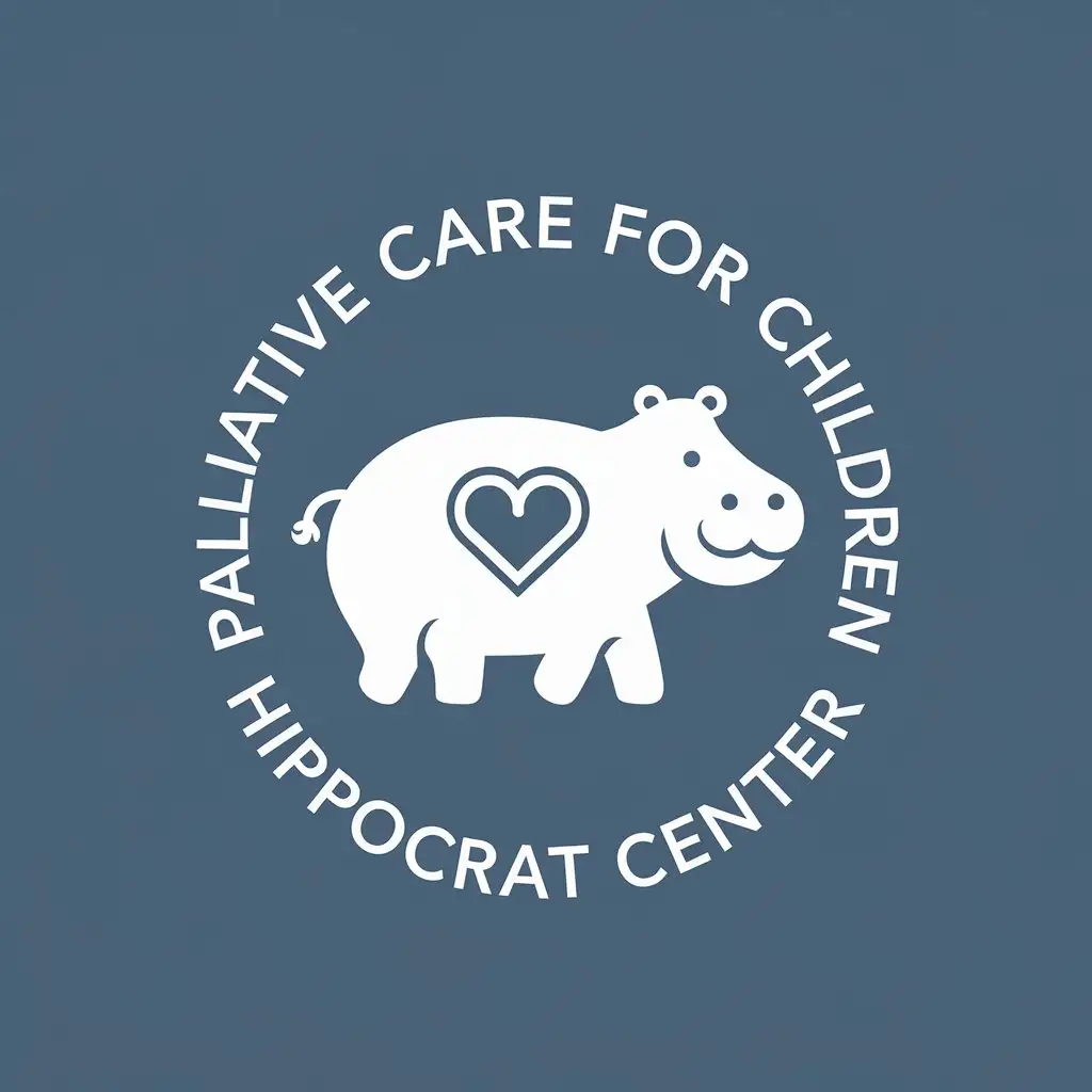 LOGO Design for Palliative Care for Children Hippocrat Center Vector Design with Hippo Symbol and Clear Background