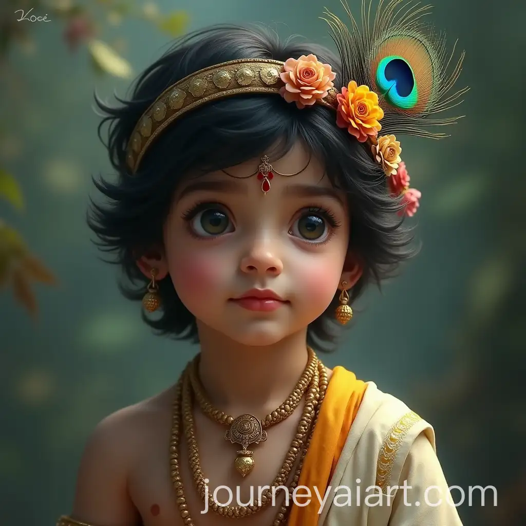 Ethereal-Portrait-of-Young-Krishna-with-Peacock-Feather-Headdress