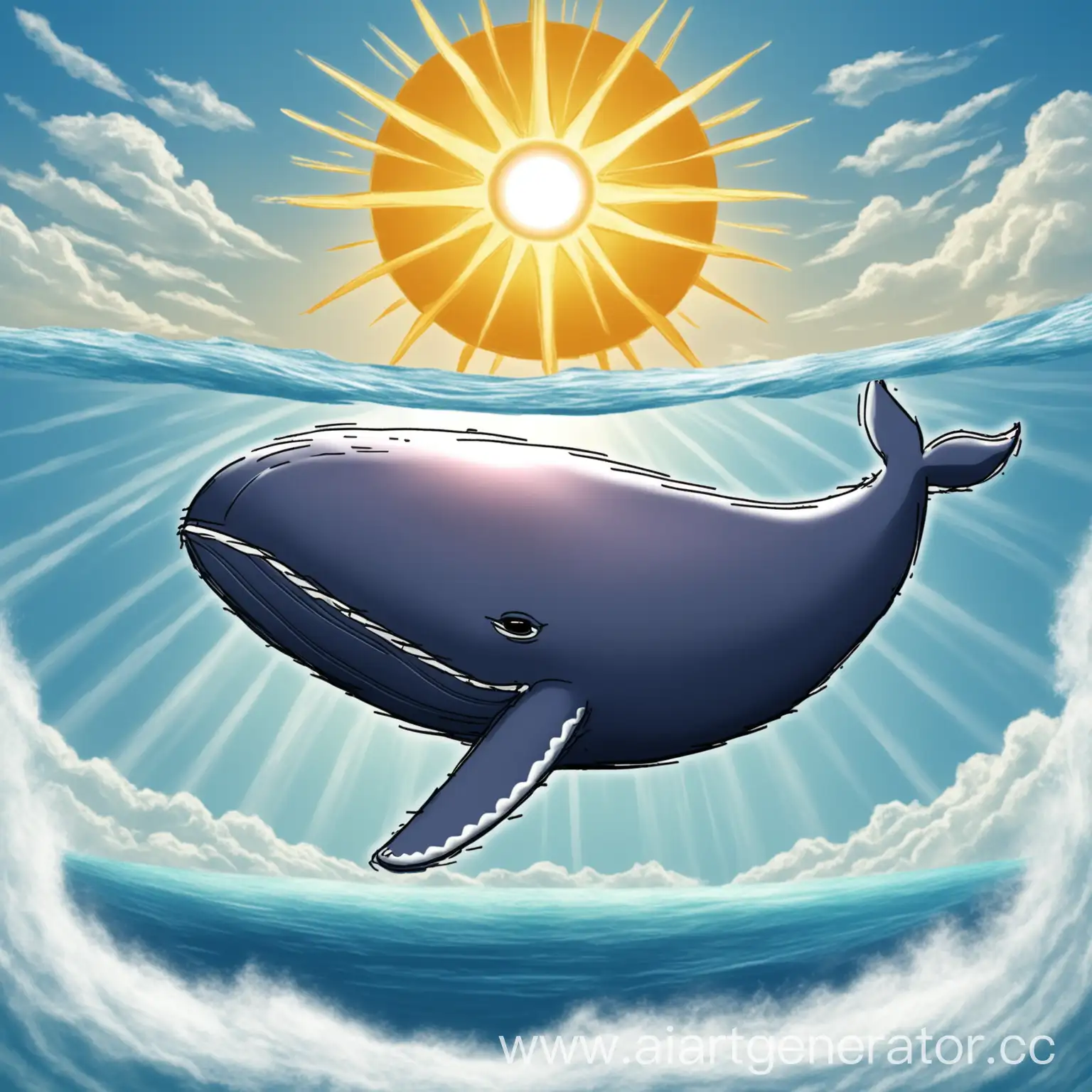 Sun-Whale-Swimming-in-Vibrant-Ocean-Waters