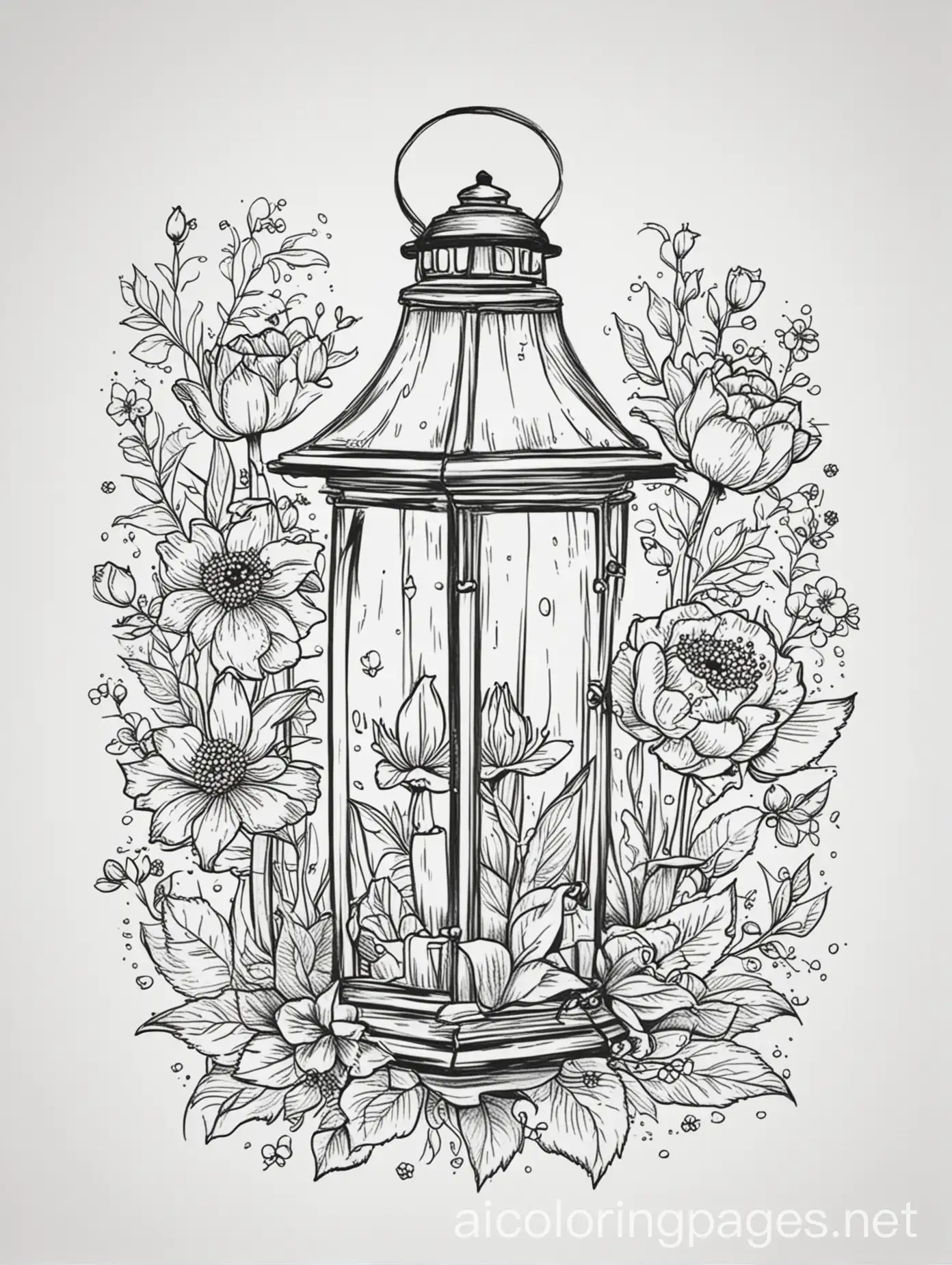 Flower-Lantern-Coloring-Page-for-Kids-Black-and-White-Line-Art