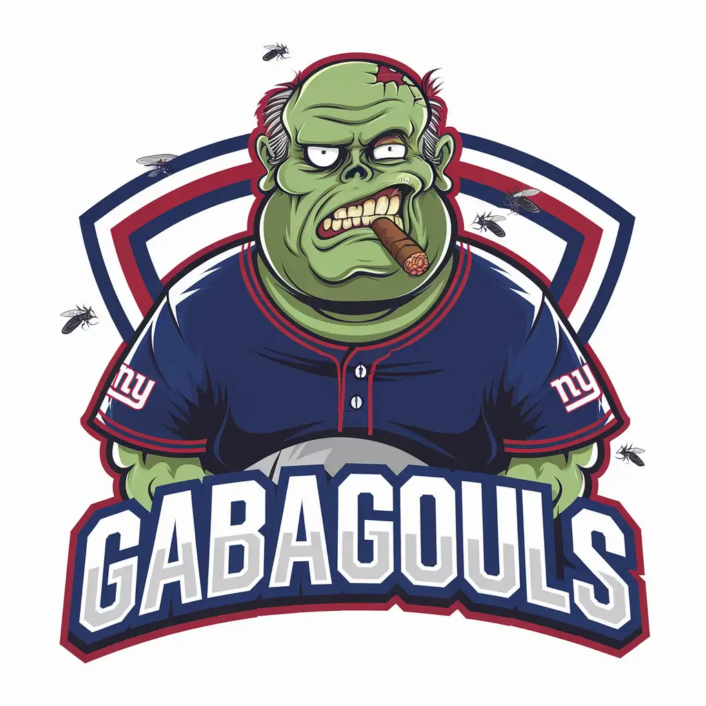 LOGO Design for Gabagouls Zombie New Yorker in New York Giants Blue Jersey with Cigar