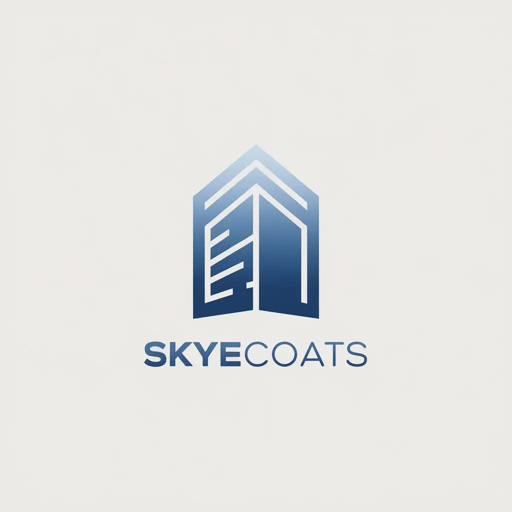 LOGO Design for Skyecoats Minimalist Warm Blue Silver Coated Skyscraper Theme