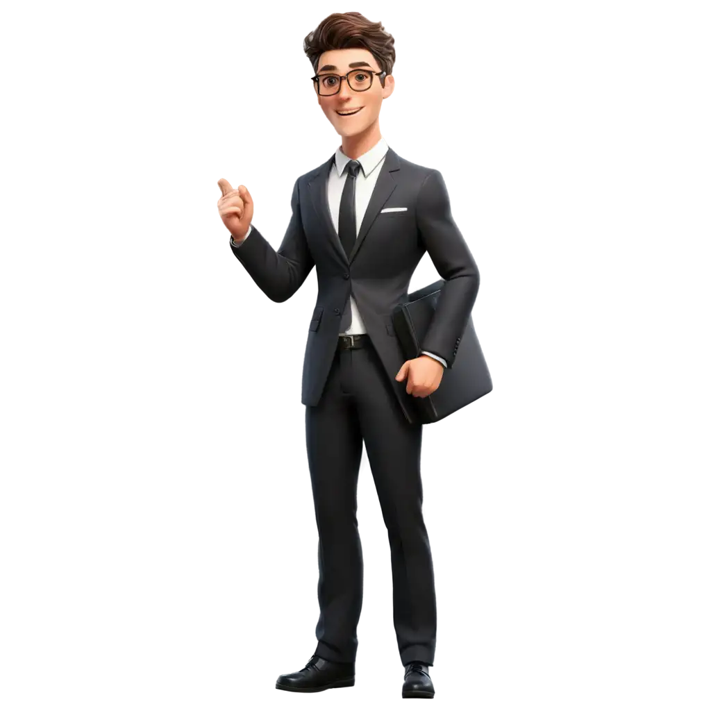 Animated-PNG-Image-of-a-Happy-University-Student-in-a-Black-Suit-with-Glasses